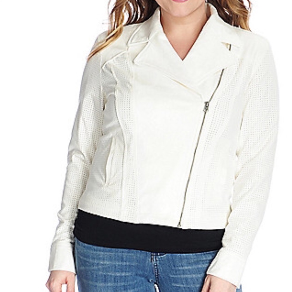 Kate & Mallory Perforated Faux Suede Moto Jacket S